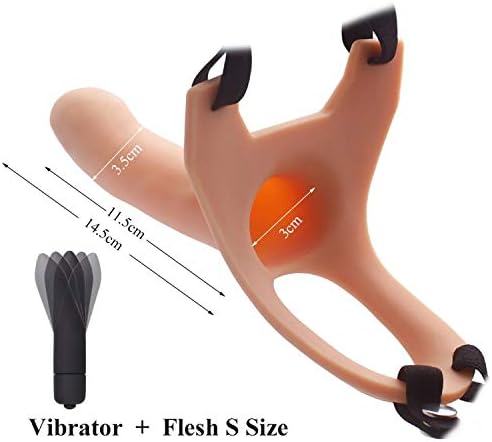 Big Size Silicone Strap on for Men Extender r Male Hollow Strapon +Bullet vibradors Funny Product,Flesh S and vibradors