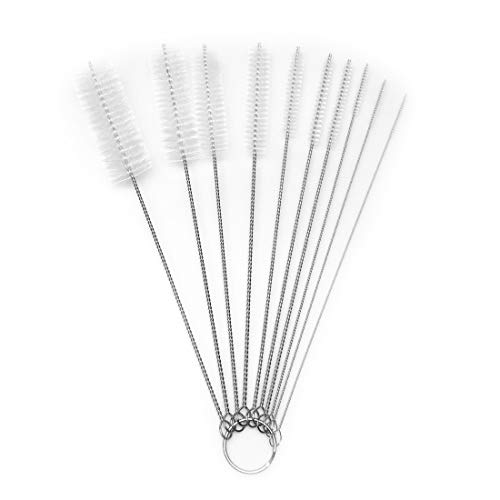 FOONEA Nylon Brush Aquarium Air Pump Accessories Cleaning Brushes Nylon Tube Brushes 10 Pieces for Drinking Straws Glasses Keyboards Jewelry Cleaning 1 Pack 10 in 1 White Brush