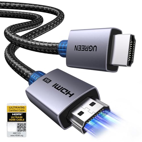 UGREEN HDMI 2.2 Cable 16K 96Gbps Braided Cord, Male to Male 2m, Supports 8K@240Hz 4K@480Hz eARC VRR QFT, Compatible with PS5 TV Monitor Aluminum Housing