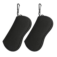 Hifot Soft Eyeglasses Case 2 Pack, Neoprene Porteble Travel Slip in Eyeglasses Bag Sunglasses Pouch Holder with Clip