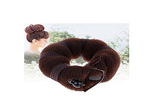Women Lady Girls Magic Hair Styler Hair Twist Buds Sponge Hot Hair Donut Bun Ring Styling Maker (1 large+2 small) (Brown)