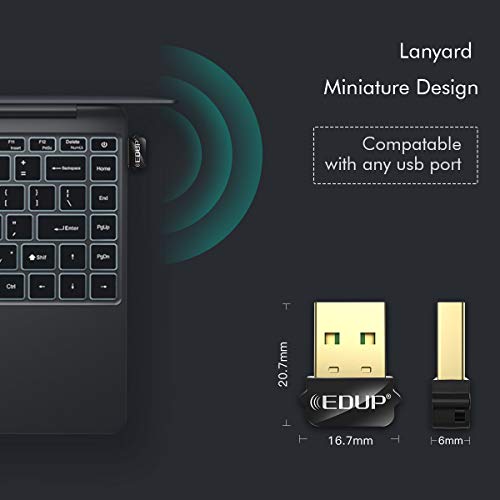 Mini USB WiFi Adapter 650Mbps Wireless Network Adapter for Desktop PC Laptop MacBook, WiFi Dongle Nano Size Portable Lanyard Design Compatible with Windows 10/7/8/8.1/XP/Vista Mac OS X 10.6-10.15.3