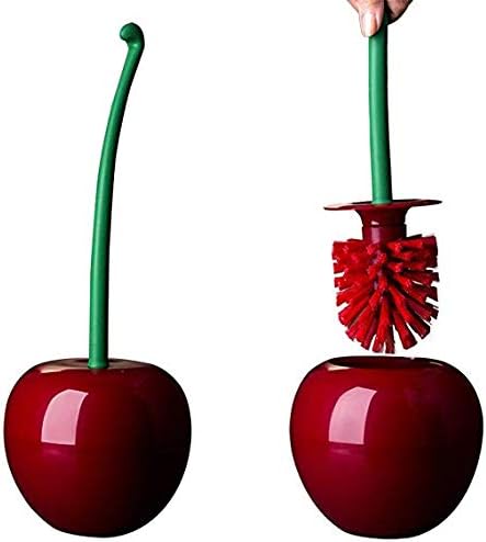 EYILAI Lovely Cherry Toilet Brush Toilet Bowl Brush and Holder Plunger Set Cleaning and Scrubbing Bathroom