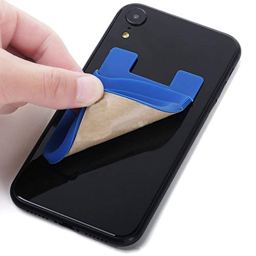 Phone Card Holder Silicone Wallet, Stick-on ID Credit Card Double Pockets for Smartphones iPhone/Android/Samsung Galaxy Black