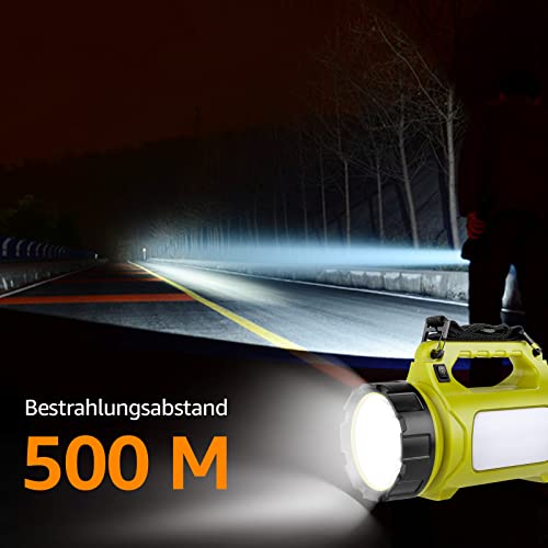 LE LED Handscheinwerfer 1000 Lumen, Wiederaufladbare CREE Akku Handlampe mit 3600mAh Powerbank, 10W Dimmbare Taschenlampe inkl. 3 Lichtmodi 2 Helligkeitsstufen, USB-Kabel für Notfall Camping usw. thumbnail 2