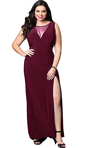 Selenaly Women's Elegant Plus Size Long Formal Evening Dress (Burgundy XX-large)