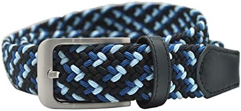Ground Mind Multi-Color Men's Elastic Braided Belt 1 3/8 inch Women