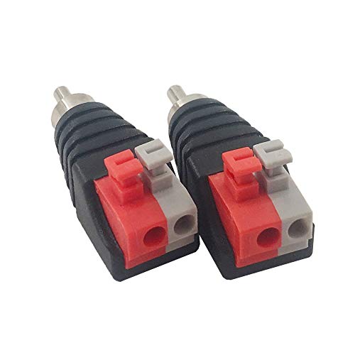 Jabinco (Pack of 5) Speaker Wire Cable to Audio Male RCA Connector Adapter Jack Plug - Thumbnail 2