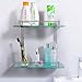 HOMEIDEAS 2-Tier Bathroom Glass Shelf - 14 Inch Thick Tempered Frosted Glass, Wall Mounted Brushed Nickel Shelf - Rustproof SUS 304 Stainless Steel