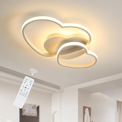 Riserva 64W LED Deckenleuchte Dimmbar, Drei Herz Deckenlampe Modern mit Fernbedienung/APP, Deckenbeleuchtung Acryl für Wohnzimmer Schlafzimmer Kinderz