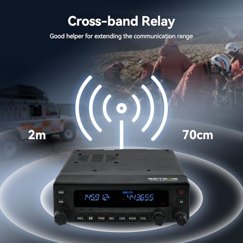 Retevis MA1 Amateur Radio with Antenna, Mobile Transmitter Receiver with Removable Control Panel, Multiband Repeater, Long Range, 2m/70cm/FM/AM, Ham Radio for Emergency Interventions (1 Piece)