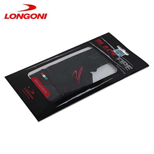 Longoni Black Fire Billiard Pool CUE Glove - for Left Hand - Black (Large) - Thumbnail 3