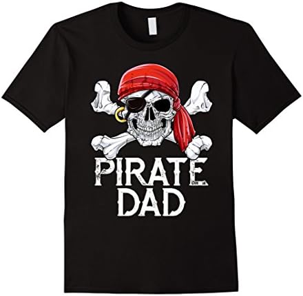 Mens Pirate Dad T shirt Jolly Roger Skull & Crossbones Flag Tees XL Black