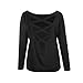 Antopmen Women Summer Back Crisscross Lace Up Tops Loose Fit Long Sleeve Tee