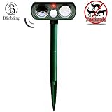 Solar Powered Ultrasonic Animal Repeller - Blinbling Outdoor Waterproof Animal Repellent Combine with and Flashing Light Sonic to Repel Cats, Dogs, Mice, Snakes, Foxes, Moles and Other Animals