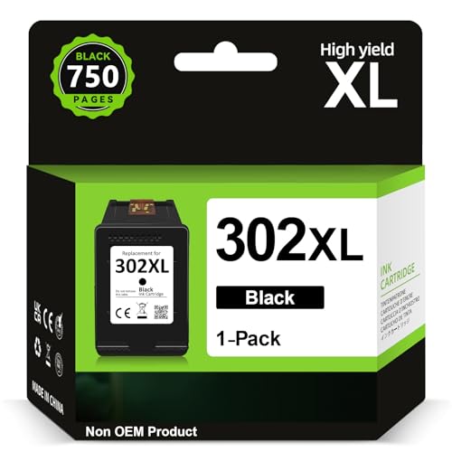 INKYEAH 302 XL Black Ink Cartridge Replacement for Original HP 302 Black Ink Cartridge 302 XL for OfficeJet 3831 5232 4650 4658 5230 DeskJet 3630 3636 3639 Envy 4524 4527