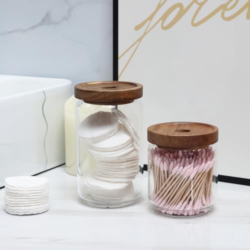 REFSAVER Glass Jar with Lid Coffee Canister with Airtight Bamboo Wooden Lid Glass Storage Containers for Candy,Tea,Coffee,Sugar,Cookie,Spice 17OZ