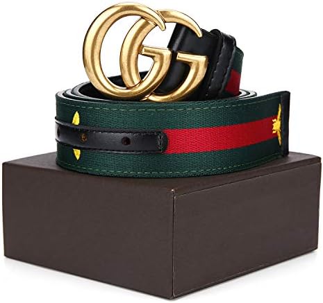 Mens Belt G Belts for Women Leather Belt with Alloy Buckle Fashion Belt Green Red