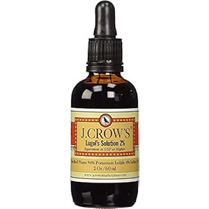 PREMIUM Lugol’s Solution 60ml • True 6% Original Formula (2% Iodine + 4% Potassium Iodide) • J.CROW’S® Non-Radioactive Pharmaceutical Grade • 1200 Liquid Drops • Bottle with Dropper • Thyroid Support Supplement & Wounds Antibacterial for Skin Healing