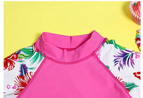HDOBHIO Baby Toddler Girls Swimsuit Rashguard Set Flower Tankini (Pink, Tag XL/4-5Years) - Thumbnail 5