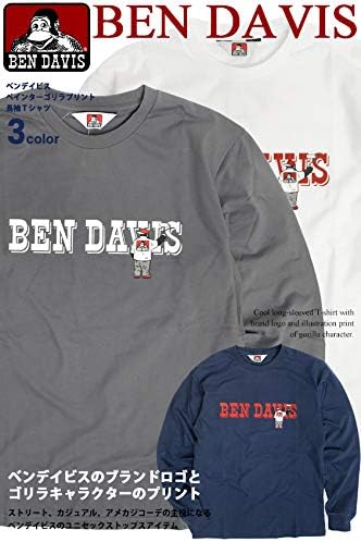 Amazon Ben Davis Tシャツ ベンデイビス ペインターゴリラ プリント 長袖tシャツ メンズ ロンt クルーネック リブ袖 ユニセックス 抗菌防臭 チャコール Mサイズ Tシャツ カットソー 通販