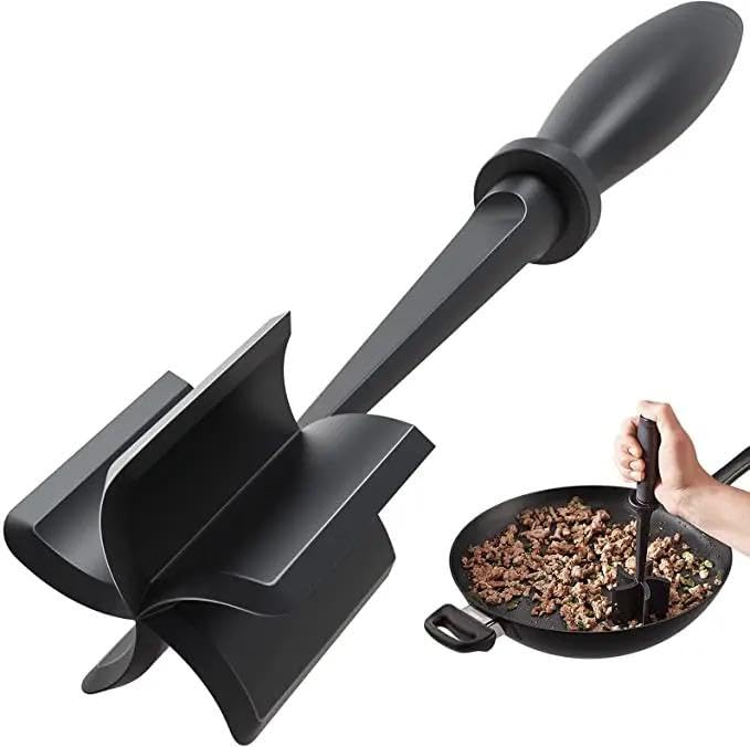 Multipurpose TAHAA Meat Chopper and Masher - Perfect for Ground Beef, Turkey, Hamburger Meat, and More - Durable Nylon Material, Heat Resistant and Non-Stick Safe Kitchen Utensil