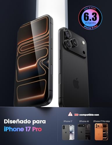 Lamicall Mica para iPhone 17 Pro - [Top 9H Película de Vidrio Templado], Marco de Instalación Fácil, 0 Burbujas, AntiHuellas, Alta Sensibilidad, Protector de Pantalla para iPhone 17 Pro (6.3") - 2 Pack