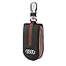 Leather Car Smart Key Chain Universal Key Holder Bag Black Zipper Case Cover Wallet Bag Shell Fob Ring (Audi)
