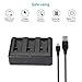 Newmowa 3-Pack Replacement Battery and 3-Channel USB Charger for Xiaomi YI AZ16-1, 4K, 4K+, Lite, 360 VR Action Cameras (Not for Discovery Version), 3.85V, 1400mAh