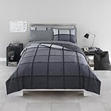 Rockland 5-Piece Twin XL Dorm Bedding Set, Twin Extra Long - Bed in A Bag Includes Comforter, Pillow Sham, and Gray Sheet Set