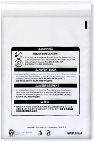 100 6x9 Self Seal Clear Poly Bags with Suffocation Warning, Strong Glue with Anti-static Strip, 1.5 Mil