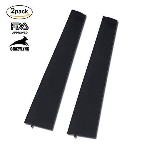 Stove Counter Gap Covers - CrazyLynX Silicone Gap Filler (2 Pack) Seals Spills Between Stovetops/Counters/Oven/Washing Machine/Dryer/Washer/Desks, Long & Wide, Heat-Resistant and Easy to Clean (Black)