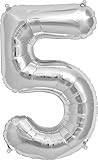 Number 5 - Silver Helium Foil Balloon - 34 inch