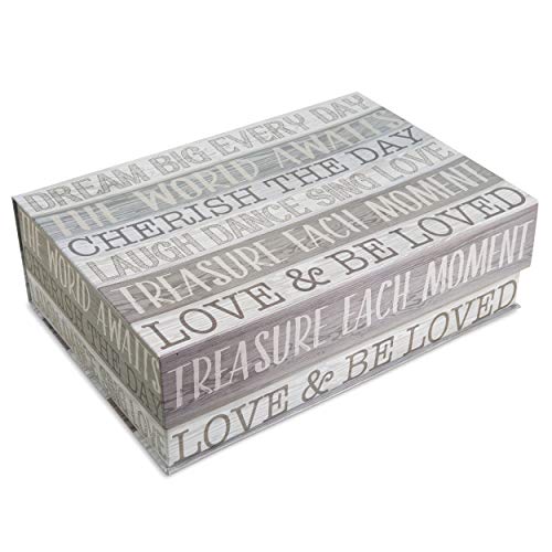 Tri-Coastal Design Decorative Nesting Storage Boxes with Lids Stackable Box Set - Rectangle Cardboard Containers for Storage and Organization - Small, Medium, and Large (Treasure Each Moment) - Thumbnail 3