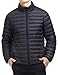 Puredown Men's Packable Goose Down Jacket, Black, Medium