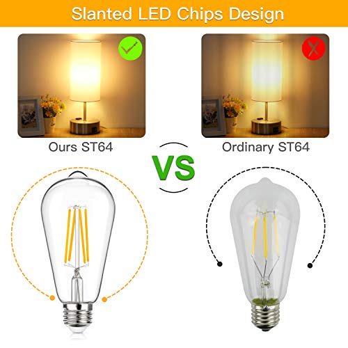 Vintage LED Edison Bulbs 6W, 60W Equivalent, Non-Dimmable 2700K Warm White, High Brightness E26 LED Light Bulb, ST64 LED Filament Light Bulb (10 Pack)
