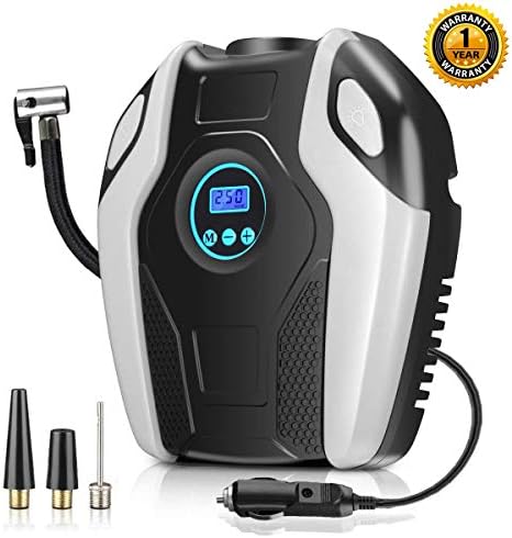 amiciAuto Portable Air Compressor Pump, 12V DC Tire Inflator, 150 PSI Tire Pump for Car, Truck, Bicycle, RV and Other Inflatables