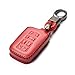 Vitodeco TOYOTA Genuine Leather Keyless Entry Remote Control Smart Key Case Cover with Leather Key Chain for Toyota Corolla, Camry, Avalon, Rav 4, Highlander (4 Buttons, Red)