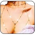 Blindery Rhinestone Chain Bra Sexy Gold Body Chain Bikini Body Jewelry Bra Jewelry Party Rave for Women