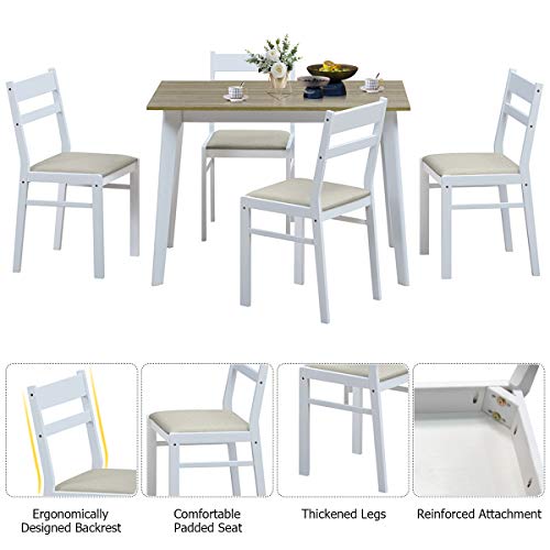 Giantex 5 Piece Dining Table Set with 4 Chairs, Wood Home Kitchen