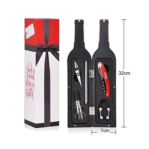 Wine Accessories Gift Set - 5 Pcs Deluxe Wine Opener Bottle Corkscrew Kit, Great Gift for Wine Lover, Gadgets for Men…
