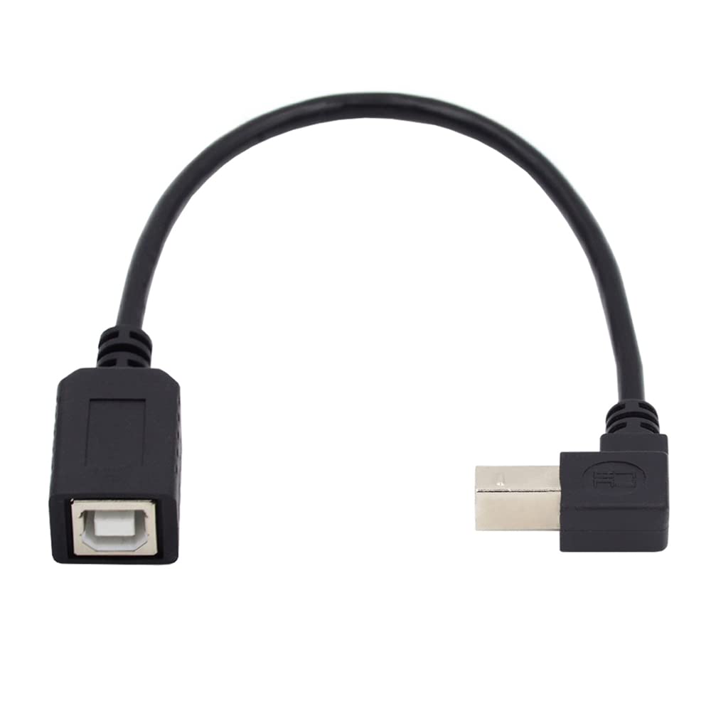 cablecc Type B Male to Female USB 2.0 Extension Cable 90 Degree Down Angled for Printer Scanner Disk 20cm