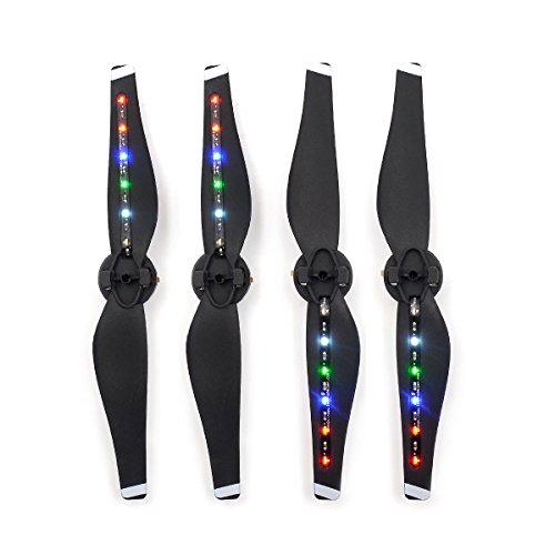 STARTRC Mavic Air LED Propeller 2 Pairs Rechargeable LED Flash Propellers for DJI Mavic Air (Mavic air led props, black)