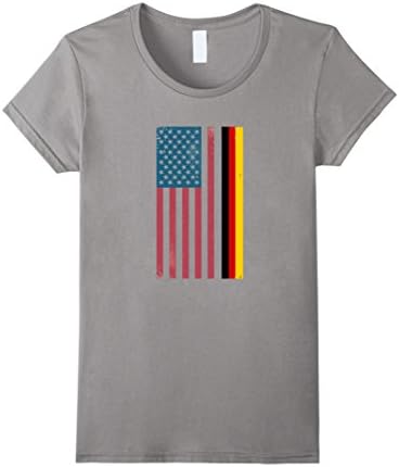 Womens Vintage Distressed American German Flag Shirt Medium Slate