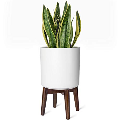 Mkono Plant Stand Mid-Century Rustic Plant Stand Indoor Modern Flower Pot Holder Home Decor (Plant and Pot NOT Included), Dark Brown