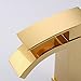 Wovier Shiny Polished Gold Waterfall Bathroom Sink Faucet with Supply Hose,Single Handle Single Hole Vessel Lavatory Faucet,Basin Mixer Tap Tall Body Commercial,French Gold