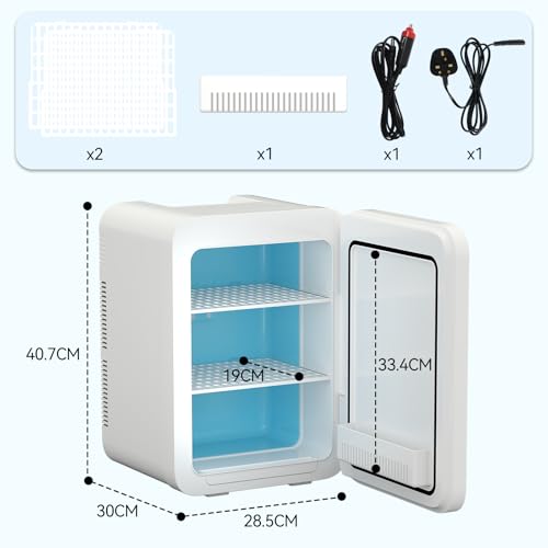 ARTETHYS Mini Fridge for Bedrooms 20L Small Car Fridge Mini Refrigerator with System Cooler and Warmer for Home Office, 220V AC/12V DC, White