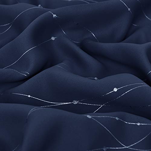 image for Deconovo Blackout Curtains Grommet Top Drapes Wave Line and Dots Foil 