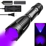 UV Black Light Flashlight, AHOME Blacklight Ultraviolet LED Pet Urine Detector Bed Bug Finder Dog Stain Remover with 18650 Battery and Charger