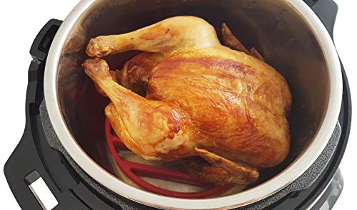Stan Boutique Pressure Cooker Trivet - Roast Rack - Roasting Pan Rack, Nonstick Silicone for Easy Cleaning - 7" Red